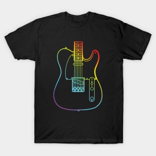 T-Style Electric Guitar Body Colorful Outline T-Shirt